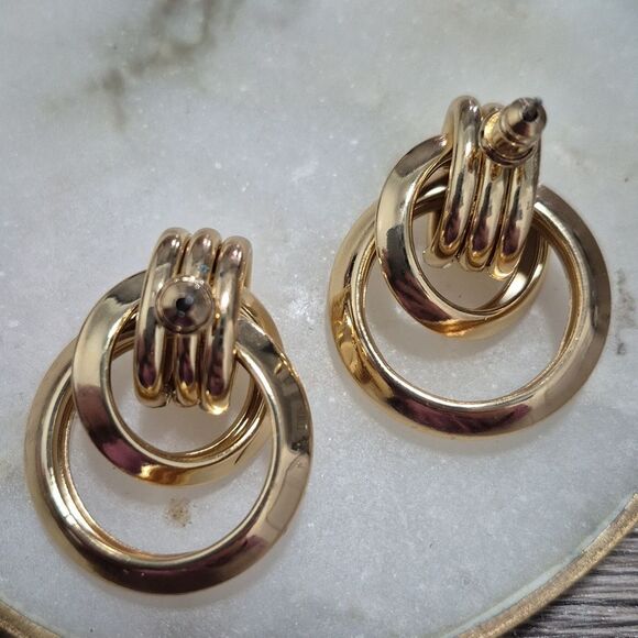 💲6️⃣ Bundled ✔️Dual Hoop Modern Gold Alloy Fashion Earring - Picture 4 of 5